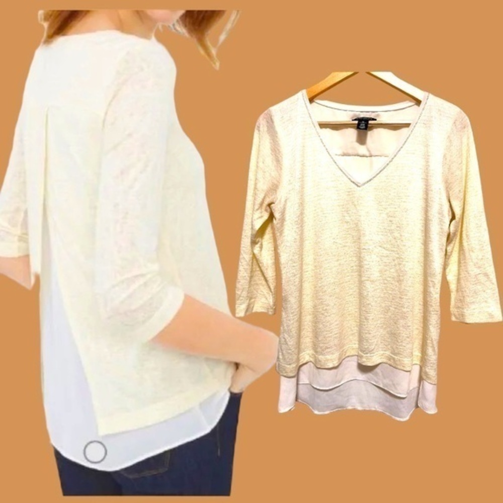 White House Black Market Layered Stripes Top
